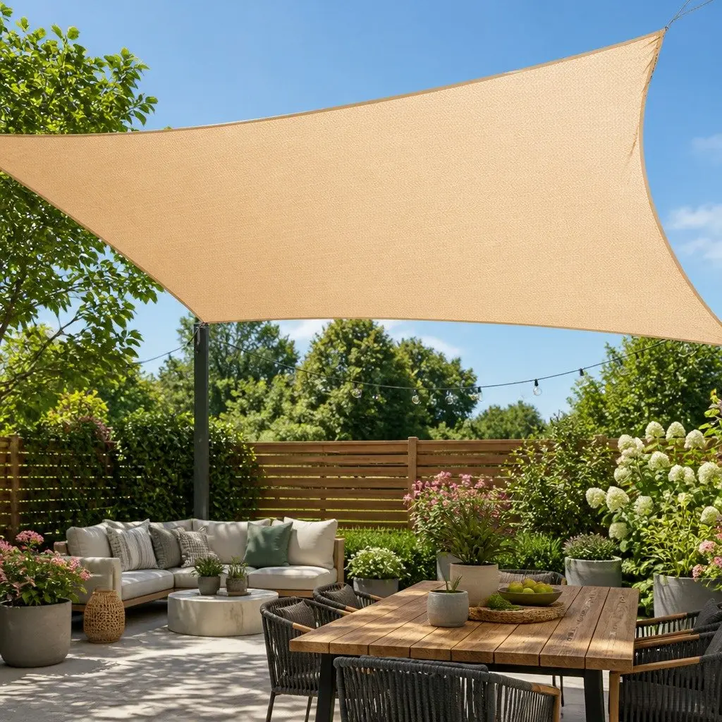 Rectangle Shade Sail 3x6m Sand UV Protection Outdoor Patio Pool Deck Sunshade