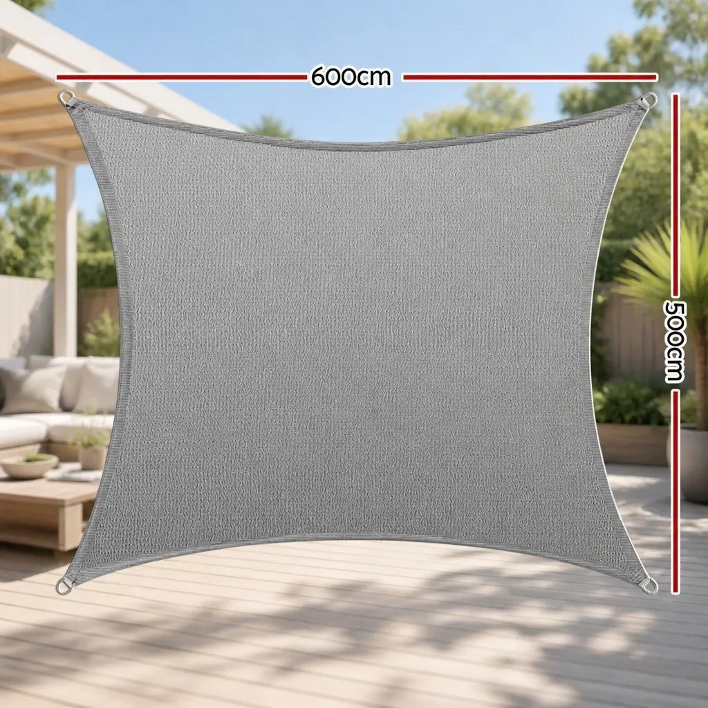 Shade Sail Cloth Polyethylene Fabric 5x6m Grey Outdoor Sun Canopy