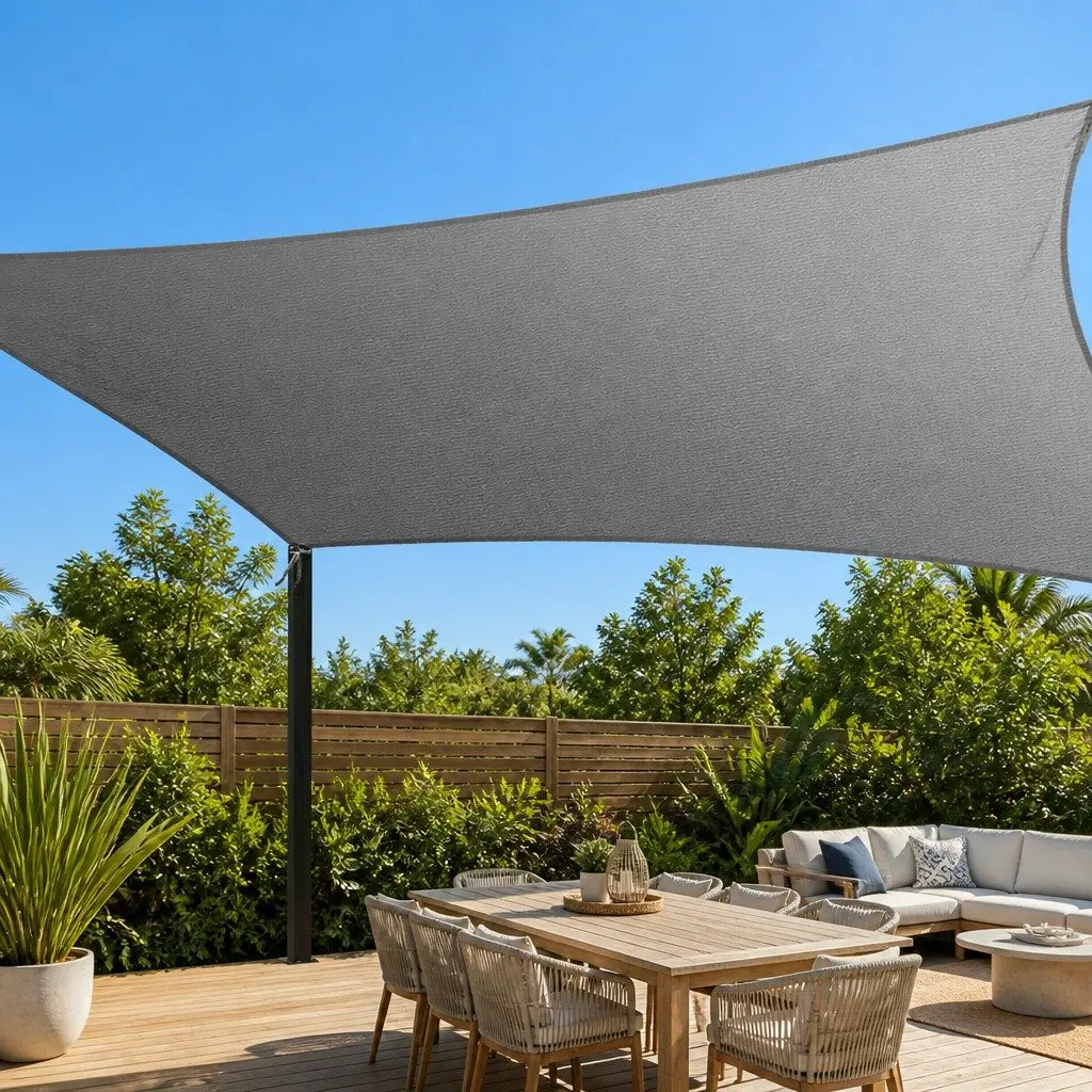Shade Sail Cloth Polyethylene Fabric 5x6m Grey Outdoor Sun Canopy