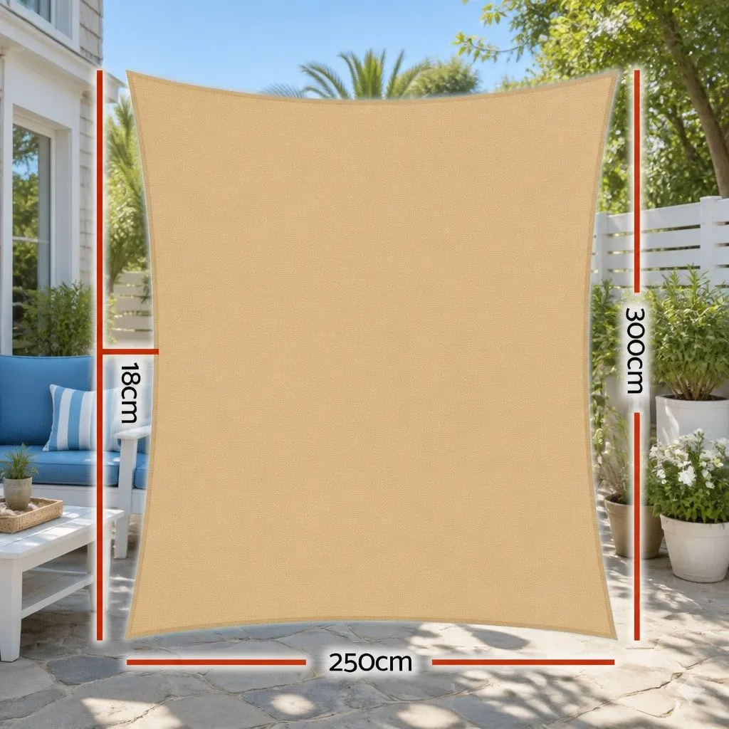 Rectangle Shade Sail 2.5x3m Sand for UV Defense