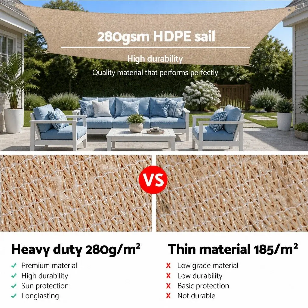 Rectangle Shade Sail 2.5x3m Sand for UV Defense