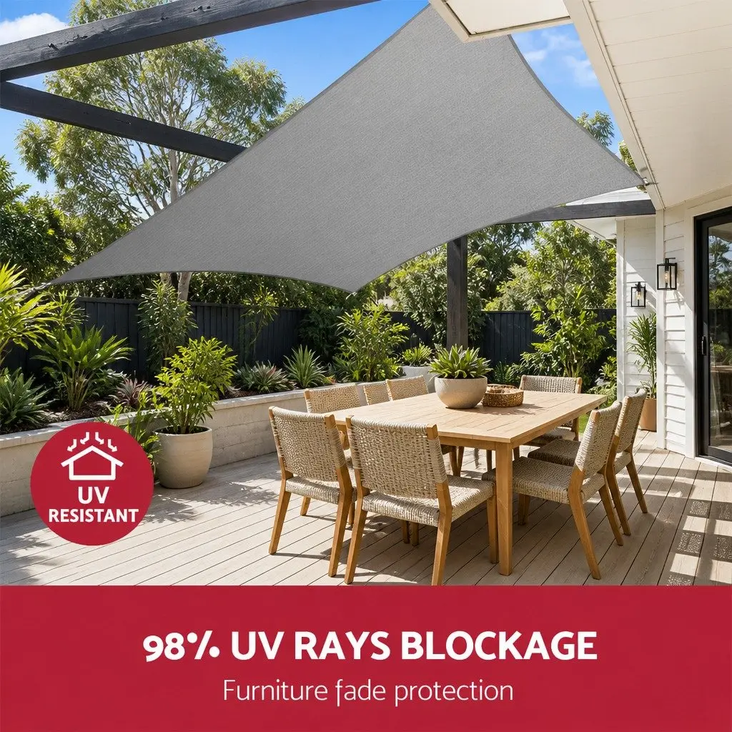 Shade Sail Polyethylene 3x5m Rectangle Grey 280GSM UV Protection