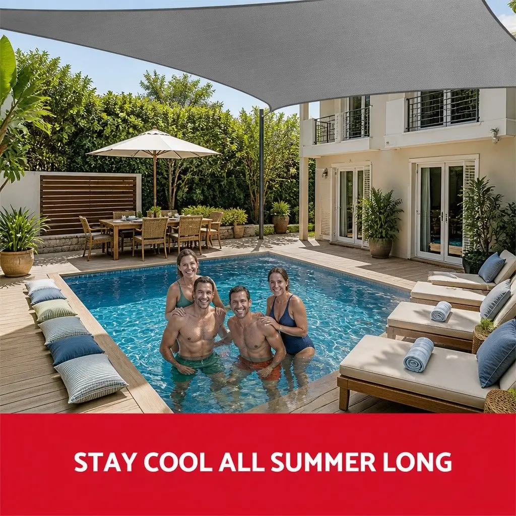 Shade Sail Polyethylene 3x5m Rectangle Grey 280GSM UV Protection