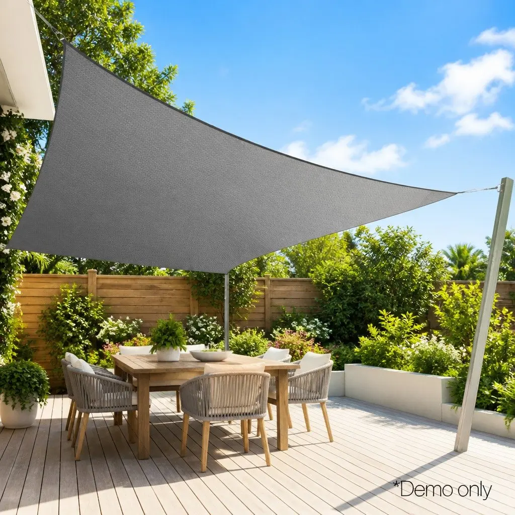 Shade Sail Polyethylene 3x5m Rectangle Grey 280GSM UV Protection
