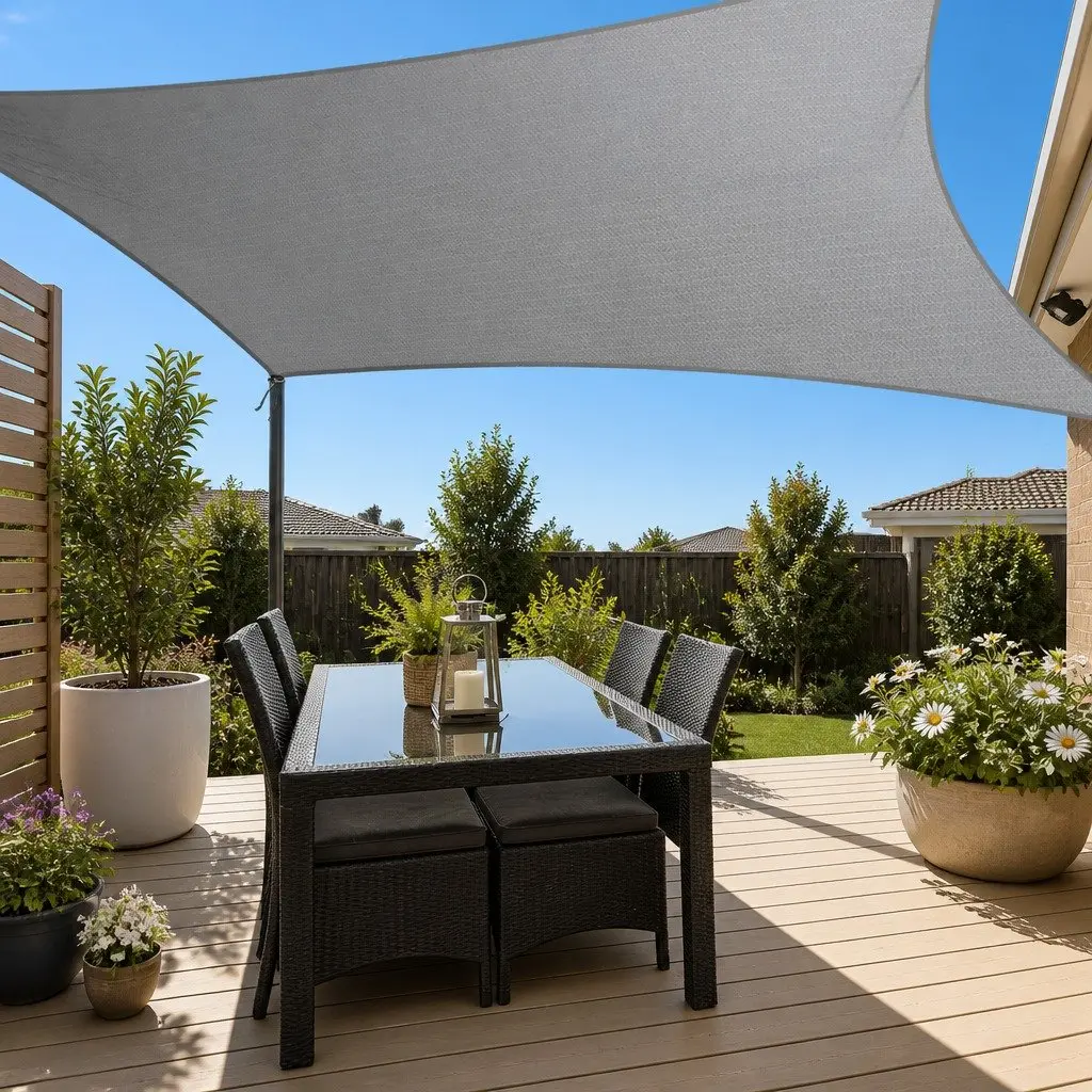 Shade Sail Polyethylene 3x5m Rectangle Grey 280GSM UV Protection