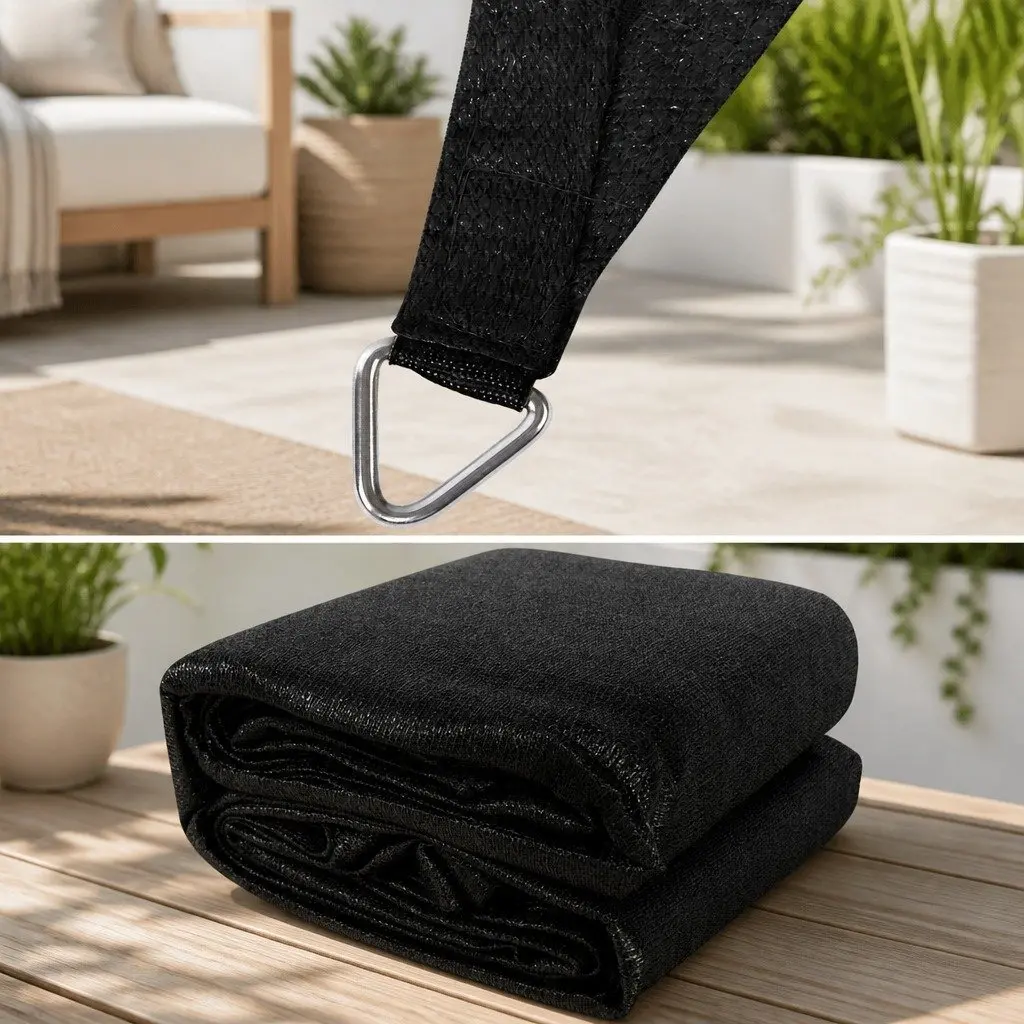 Black Rectangle Shade Sail 3x6m 280GSM UV Block