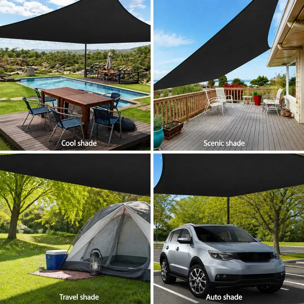 Black Rectangle Shade Sail 3x6m 280GSM UV Block