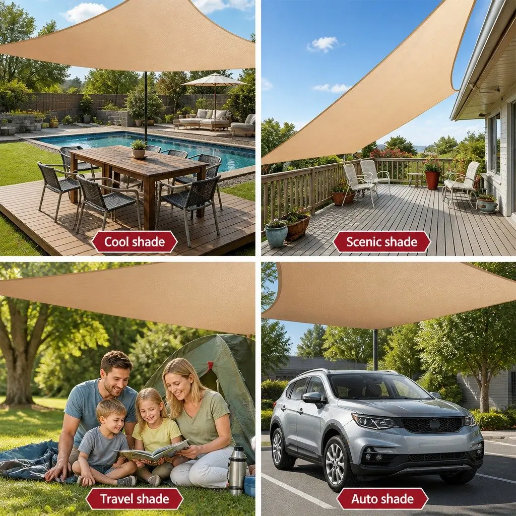 Rectangle Shade Sail 3x6m Sand for UV Protection