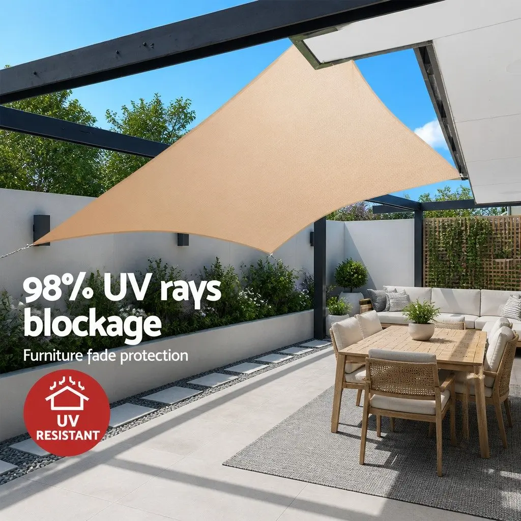 Rectangle Shade Sail 3x6m Sand for UV Protection