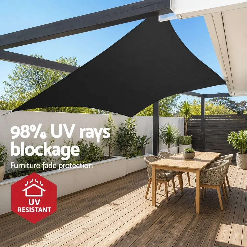 Rectangle Shade Sail 4x6m Black UV Protection