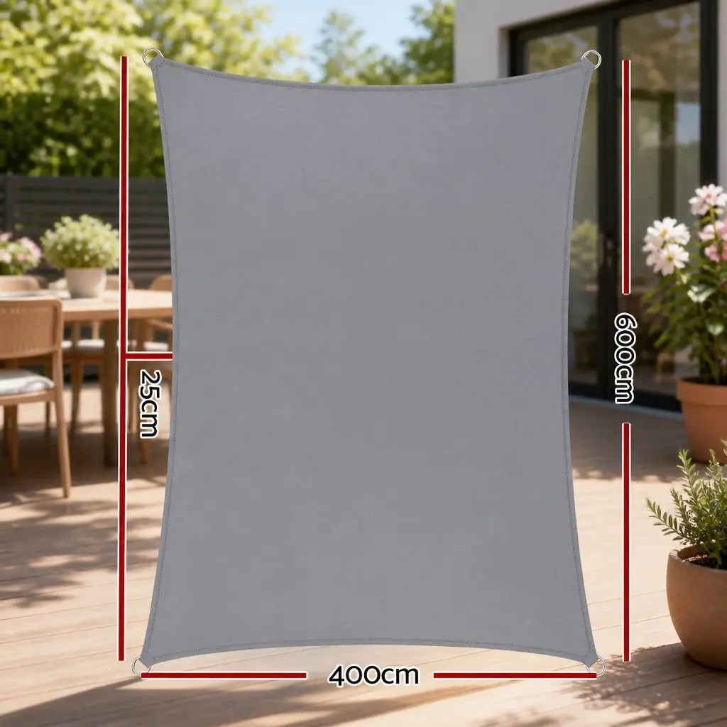 Rectangle Shade Sail Polyethylene Fabric 4x6m Grey