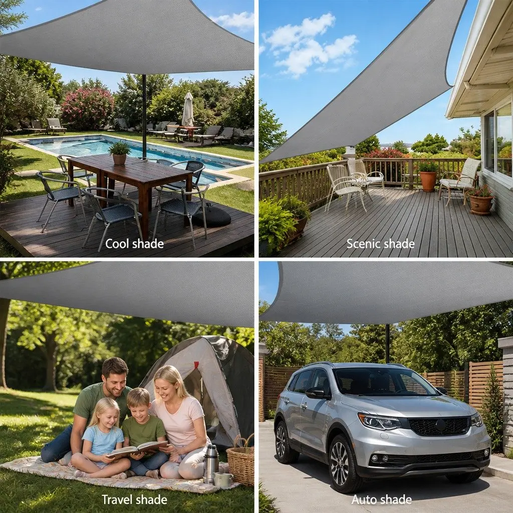 Rectangle Shade Sail Polyethylene Fabric 4x6m Grey