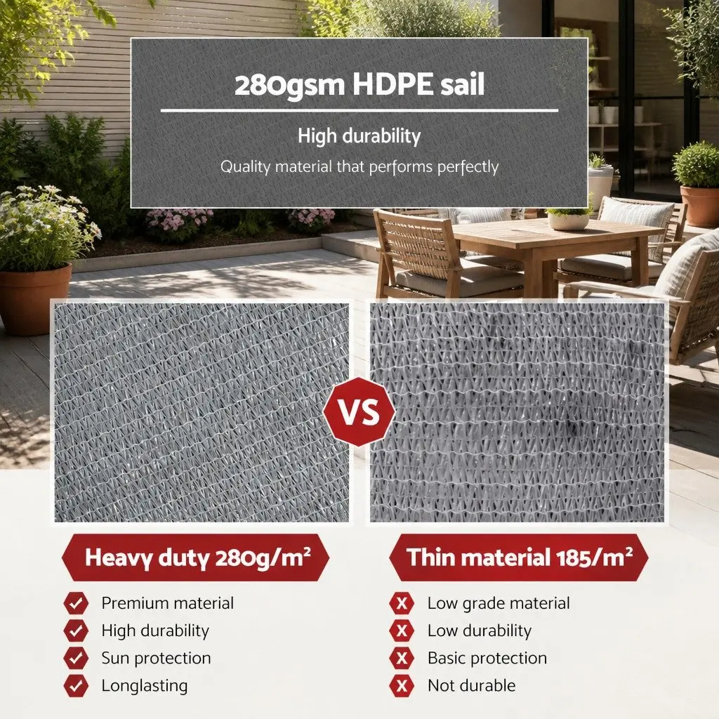 Rectangle Shade Sail Polyethylene Fabric 4x6m Grey