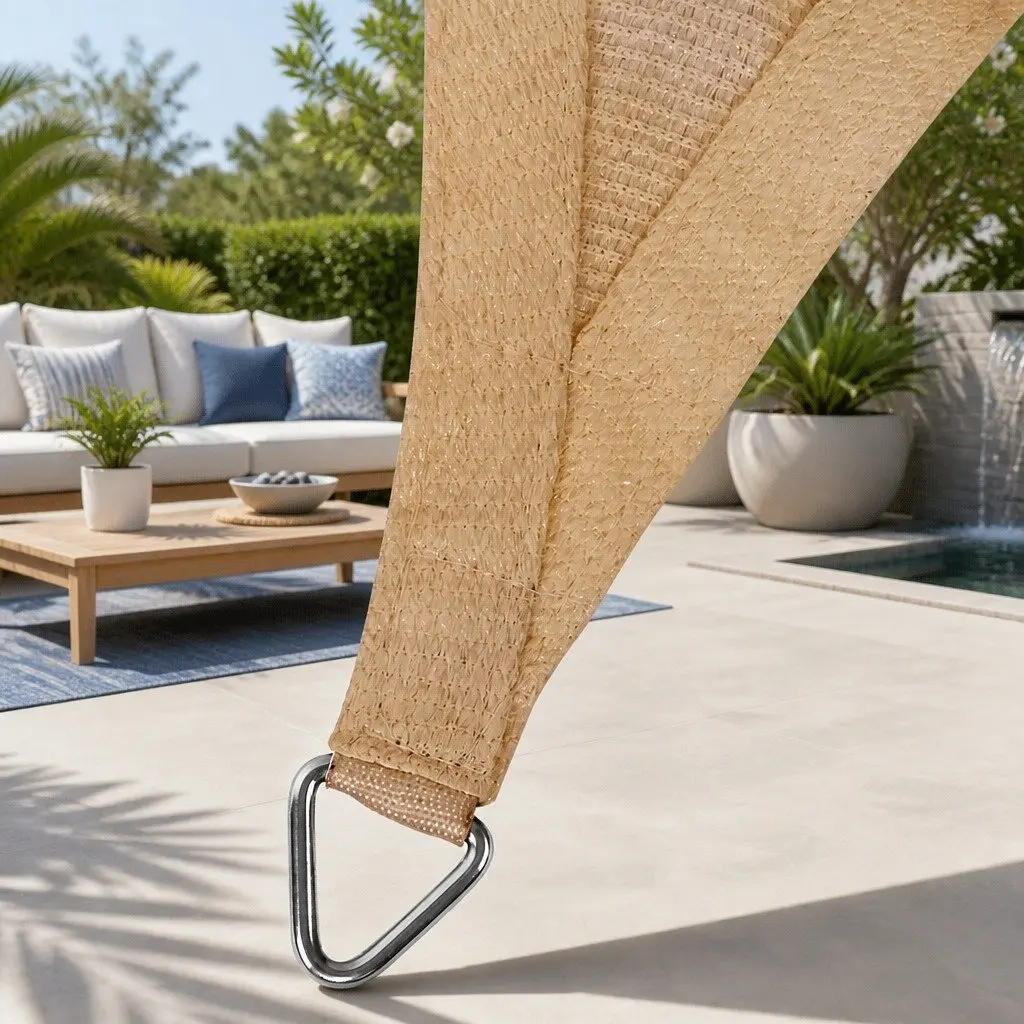 Shade Sail 5x5m Square UV Protection Outdoor Patio Pool Deck Sunshade Cloth Sand