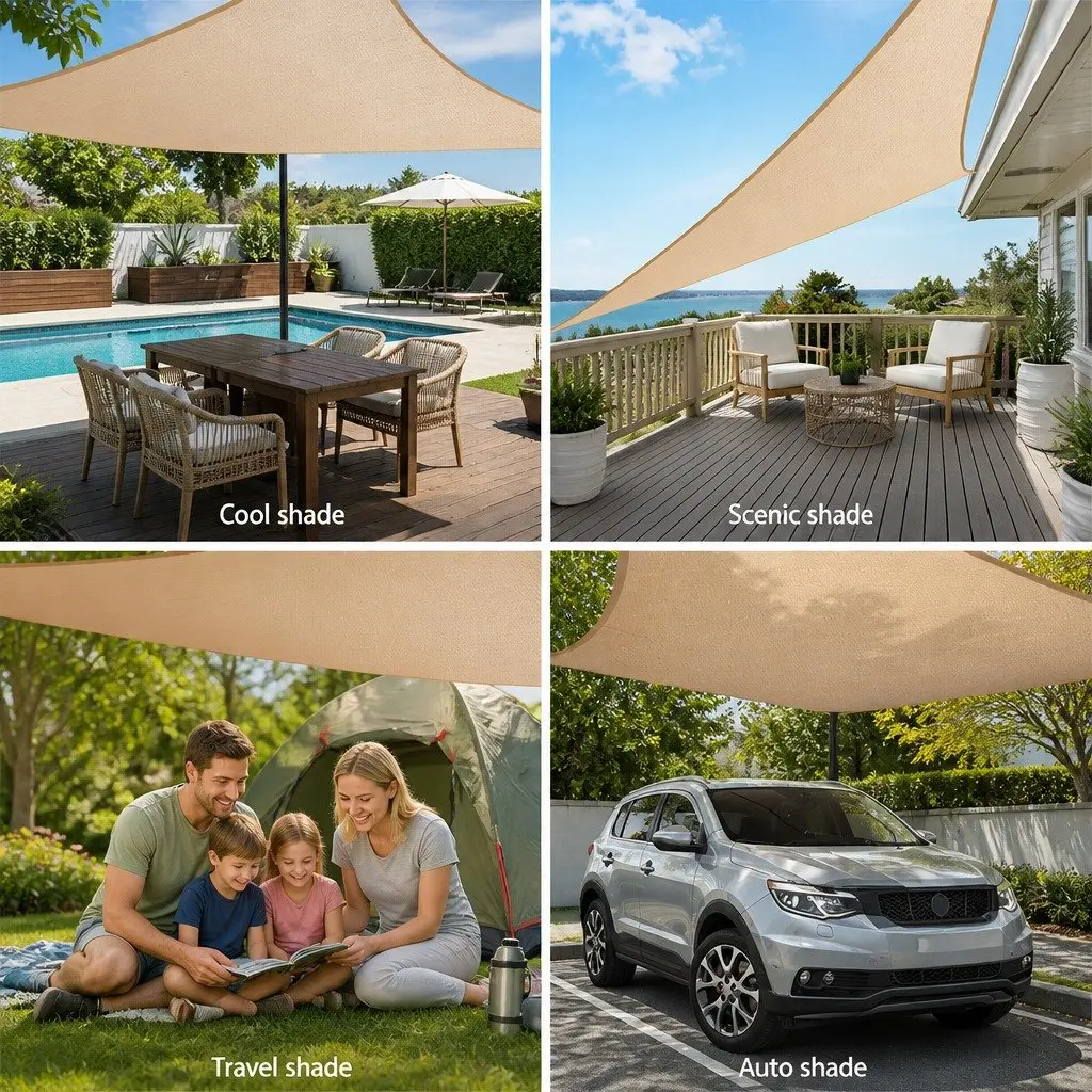 Shade Sail 5x5m Square UV Protection Outdoor Patio Pool Deck Sunshade Cloth Sand