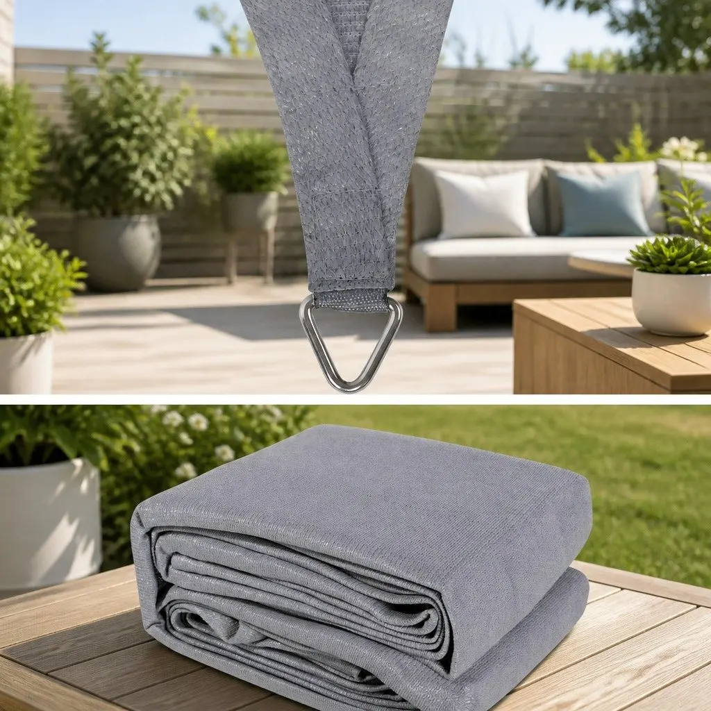 Triangle Shade Sail Polyethylene 5m Grey Outdoor Sun Shelter Garden Patio Pool Cover