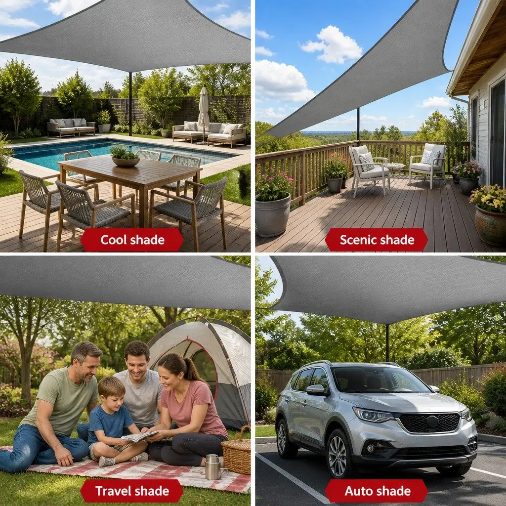 5x6m Rectangle Shade Sail Grey 280GSM