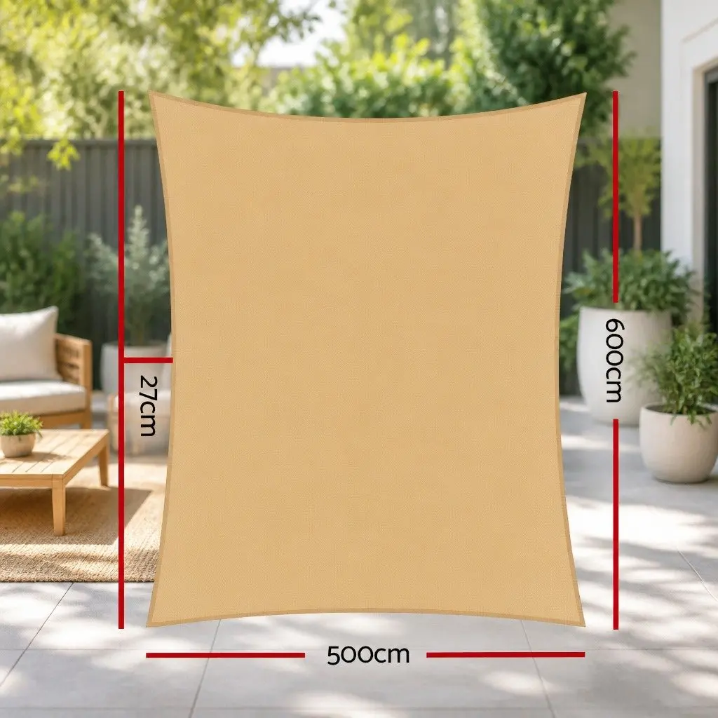Rectangle Shade Sail 5x6m Sand for Outdoor Use