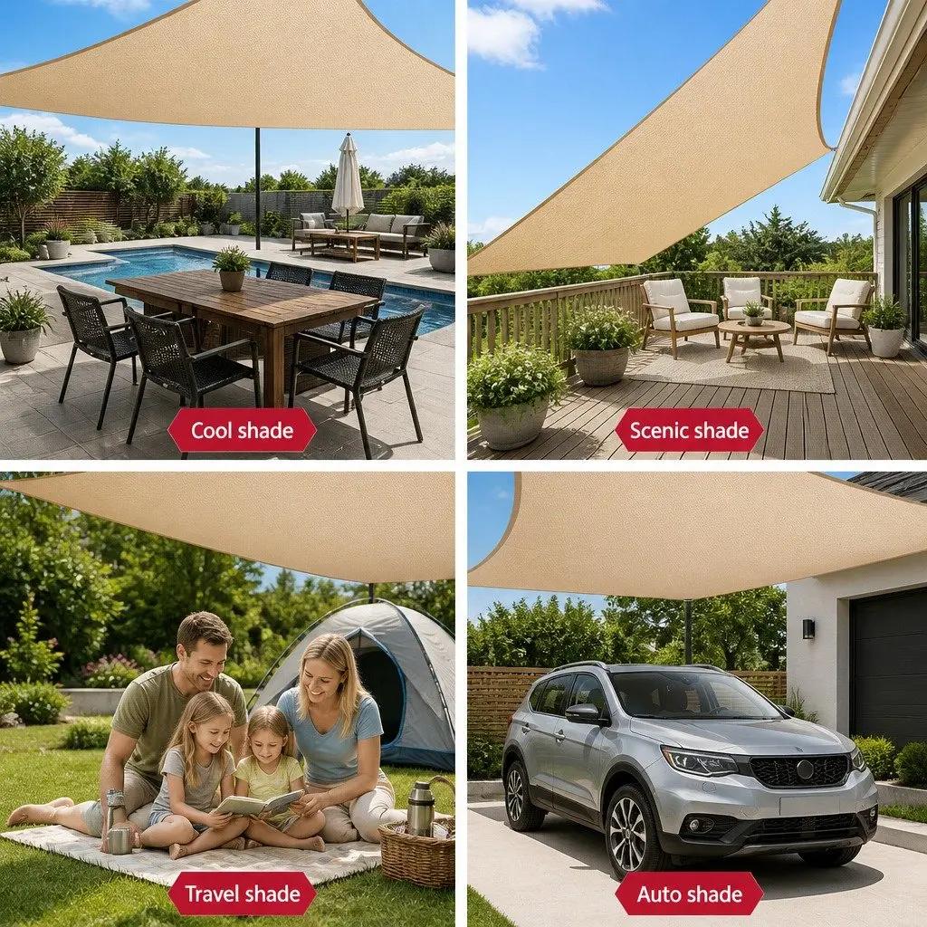 Rectangle Shade Sail 5x6m Sand for Outdoor Use