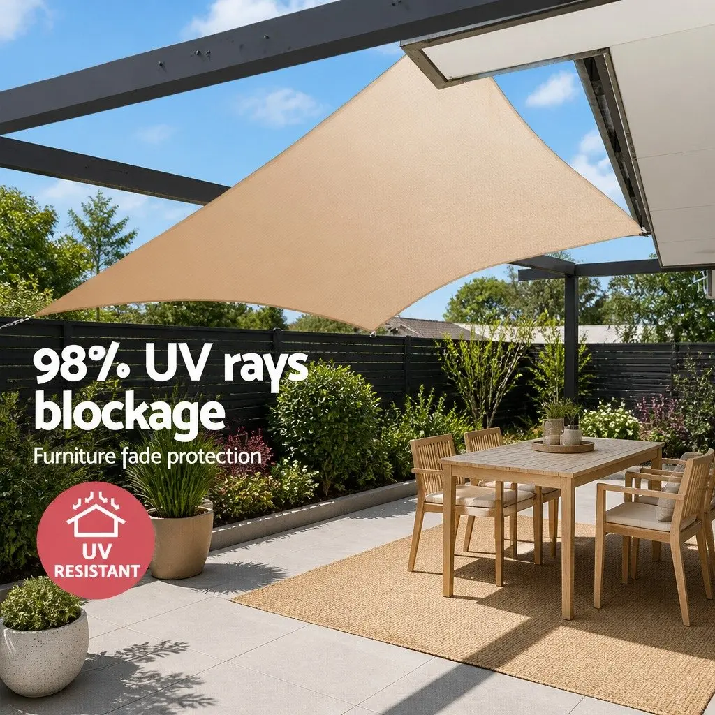 Rectangle Shade Sail 5x6m Sand for Outdoor Use