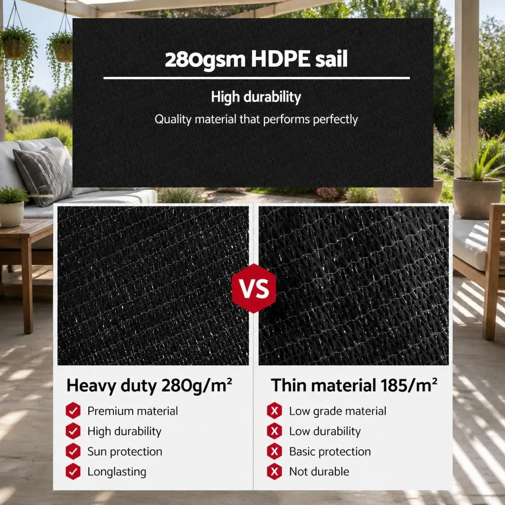 Rectangle Shade Sail 5x7m with UV Protection