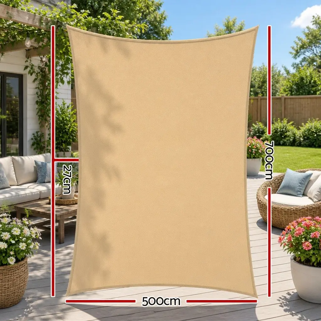 Commercial Grade Rectangle Shade Sail 5x7m for Outdoor Use