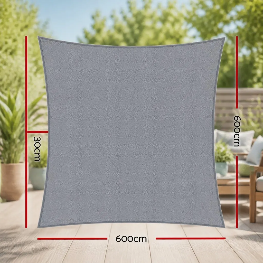 6x6m Grey Rectangle Shade Sail for UV Protection