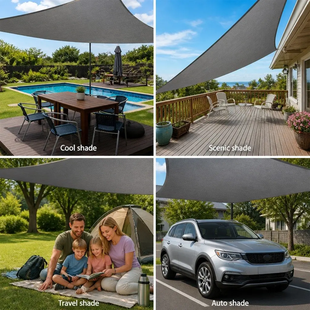6x6m Grey Rectangle Shade Sail for UV Protection