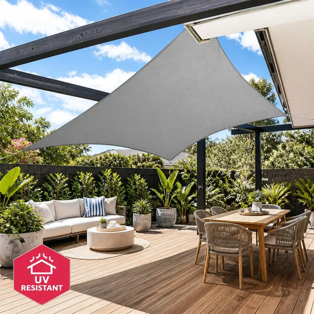 6x6m Grey Rectangle Shade Sail for UV Protection