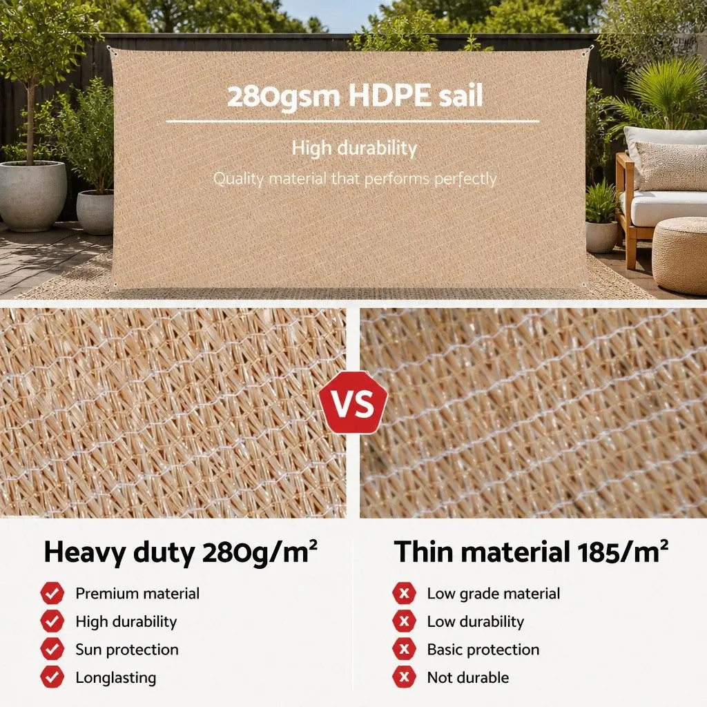 6x6m Rectangle Shade Sail with UV Protection