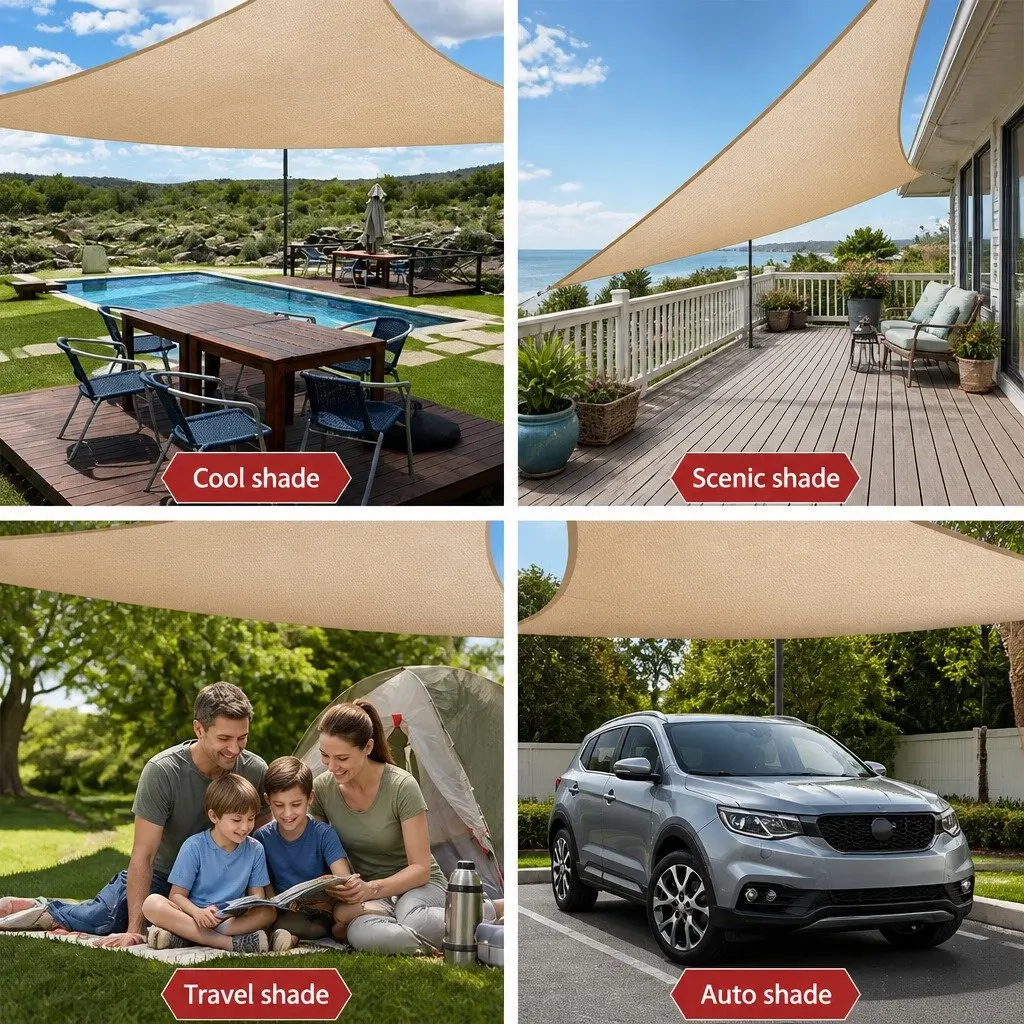 Sand Rectangle Shade Sail 6x7m 280GSM UV Block