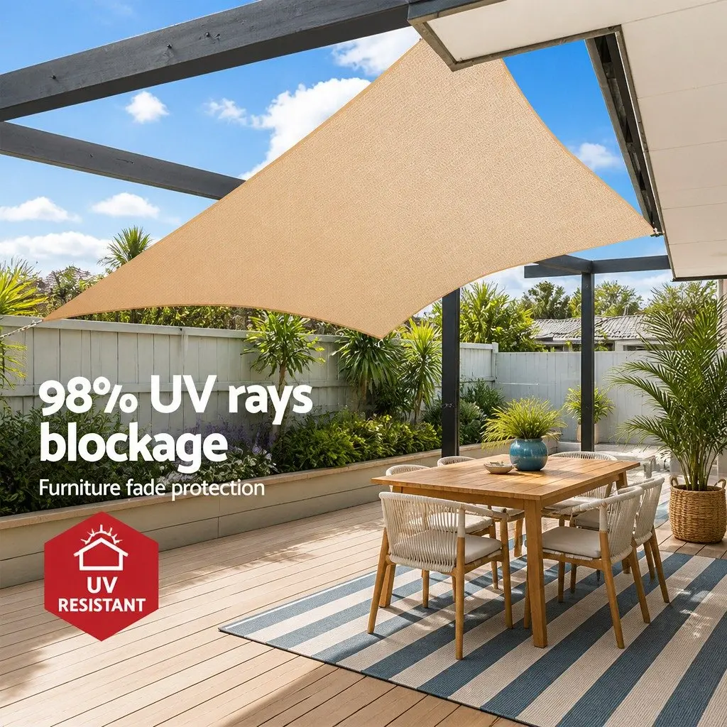 Sand Rectangle Shade Sail 6x7m 280GSM UV Block