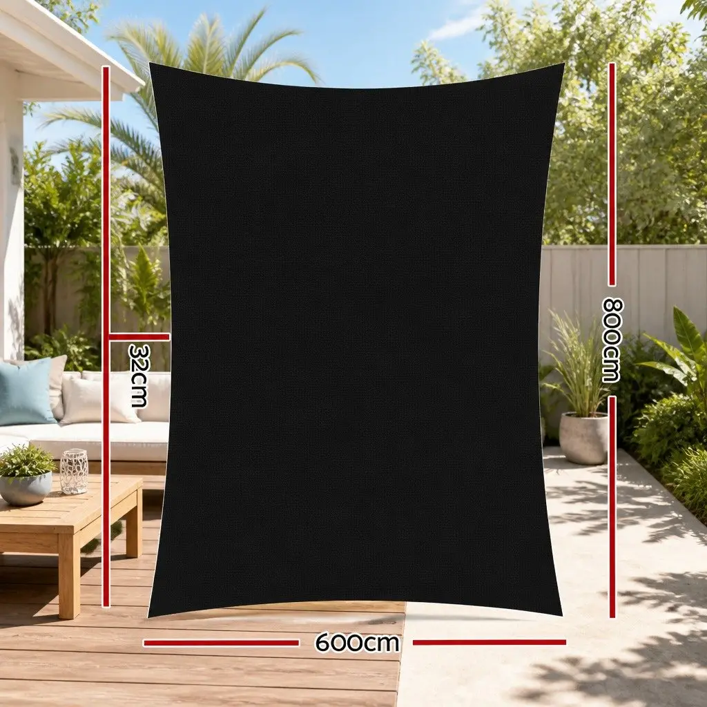 6x8m Rectangle Shade Sail 280GSM UV Protection