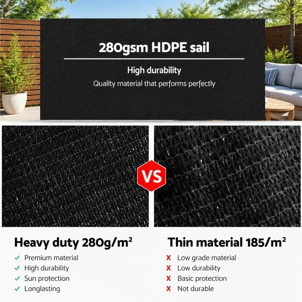 6x8m Rectangle Shade Sail 280GSM UV Protection