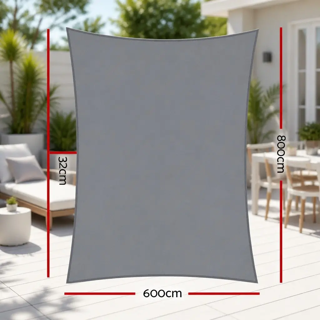 Rectangle Grey Shade Sail 6x8m for Outdoor Spaces