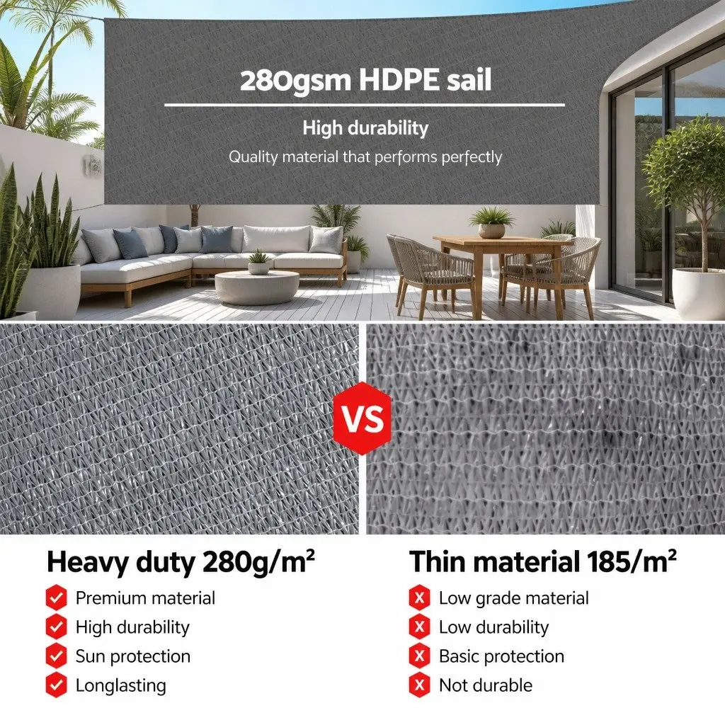 Rectangle Grey Shade Sail 6x8m for Outdoor Spaces