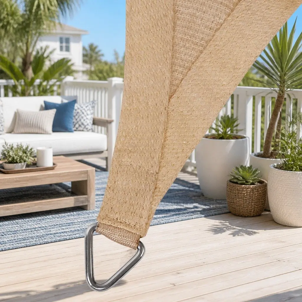 Rectangle Shade Sail 2x4m Sand UV Protection Outdoor Patio Pool Garden Sunshade