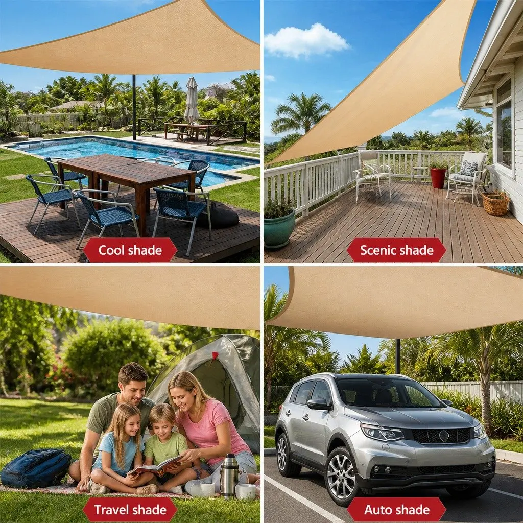 Rectangle Shade Sail 2x4m Sand UV Protection Outdoor Patio Pool Garden Sunshade