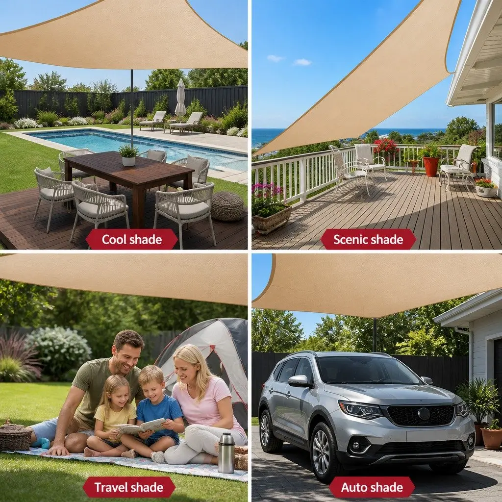 6x8m Rectangle Shade Sail 185GSM UV Protection