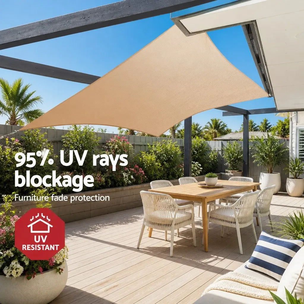 6x8m Rectangle Shade Sail 185GSM UV Protection