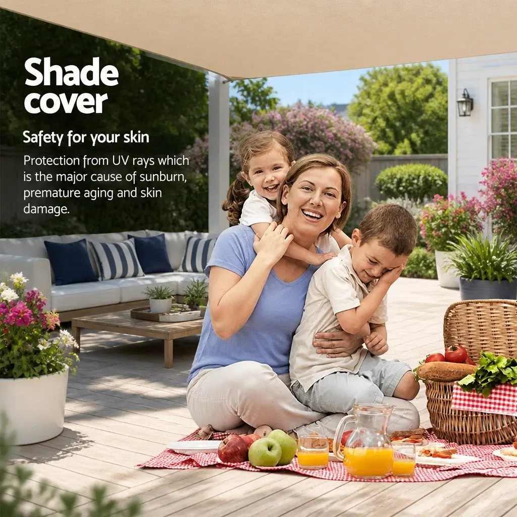 6x8m Rectangle Shade Sail 185GSM UV Protection