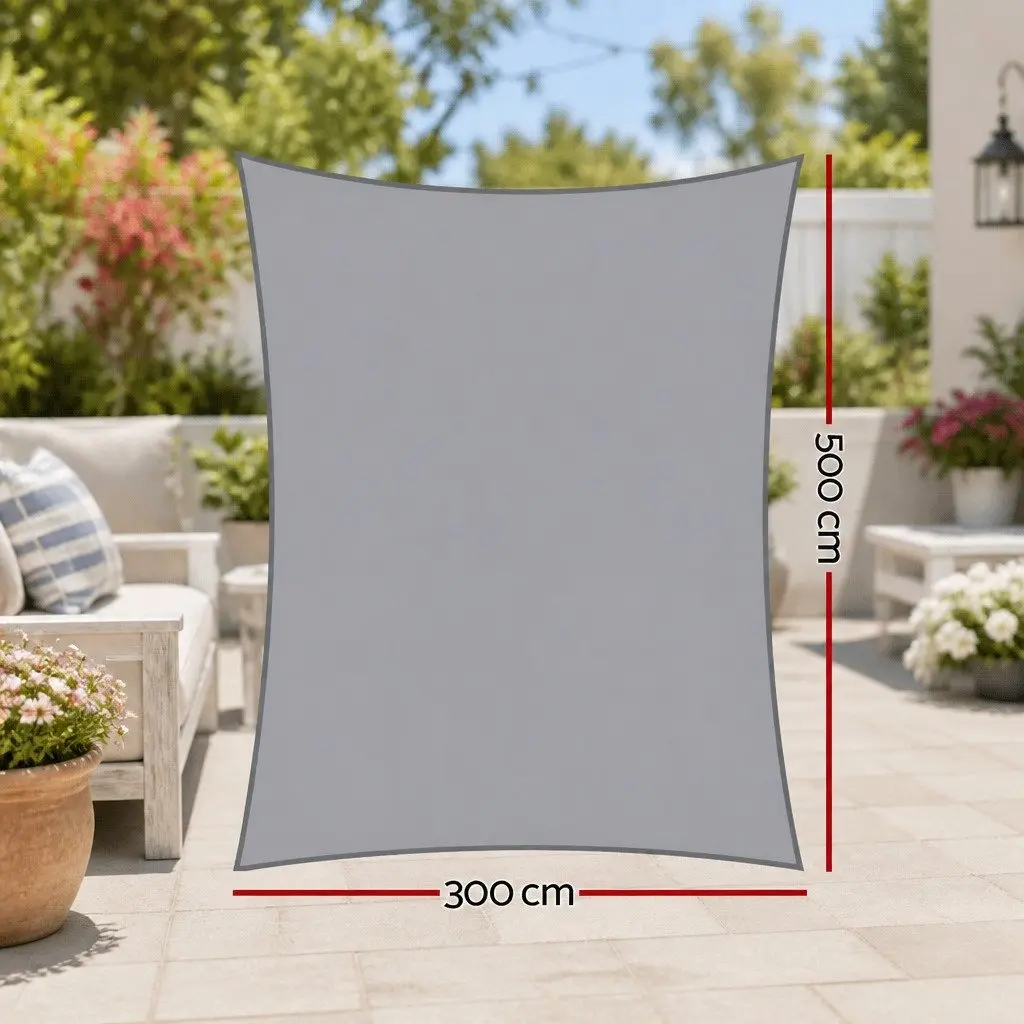 Grey Waterproof Shade Sail Canopy 3x5m