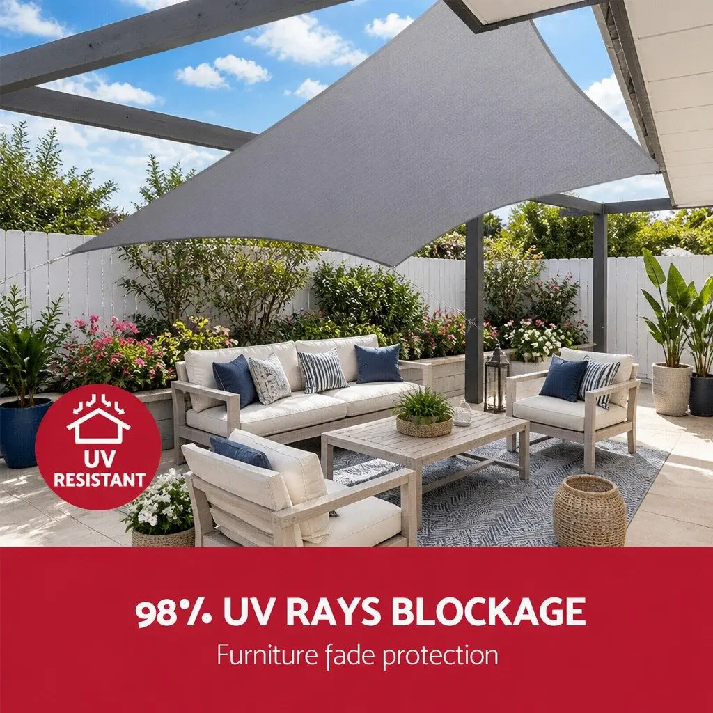Grey Waterproof Shade Sail Canopy 3x5m