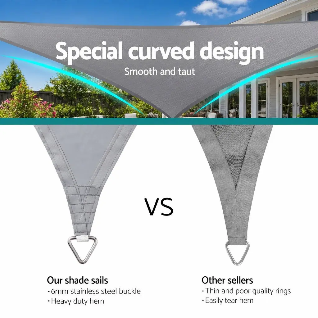 Grey Waterproof Shade Sail Canopy 3x5m