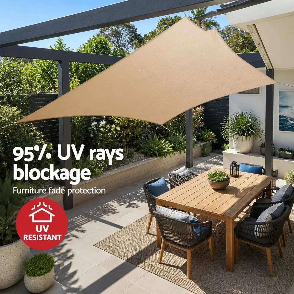 Waterproof Shade Sail 2x4m Rectangle Sand UV Block Outdoor Canopy