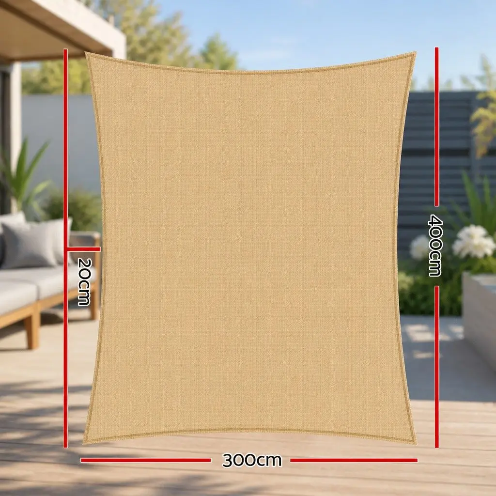 Waterproof Shade Sail 3x4m Rectangle for Outdoor Use