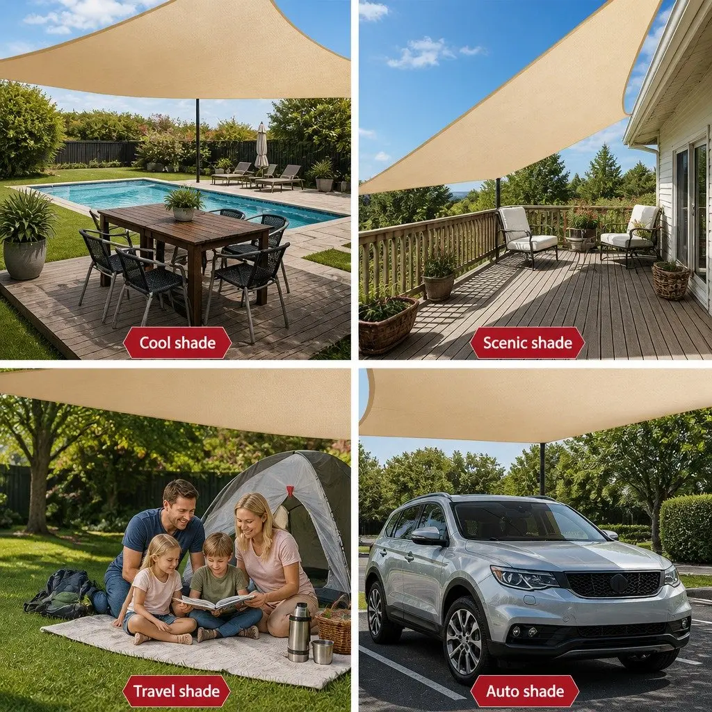 Waterproof Shade Sail 3x4m Rectangle for Outdoor Use