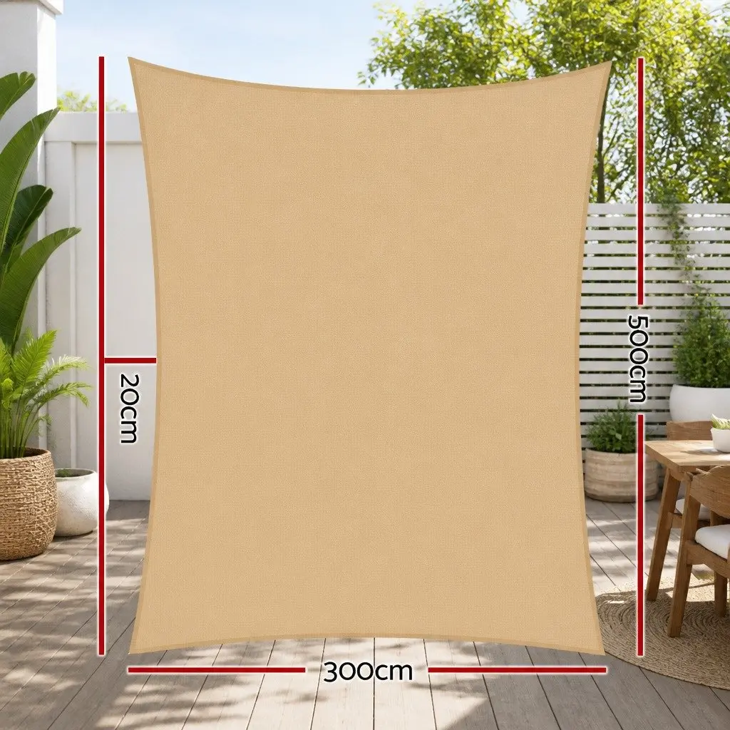 Waterproof Shade Sail 3x5m Rectangle Sand