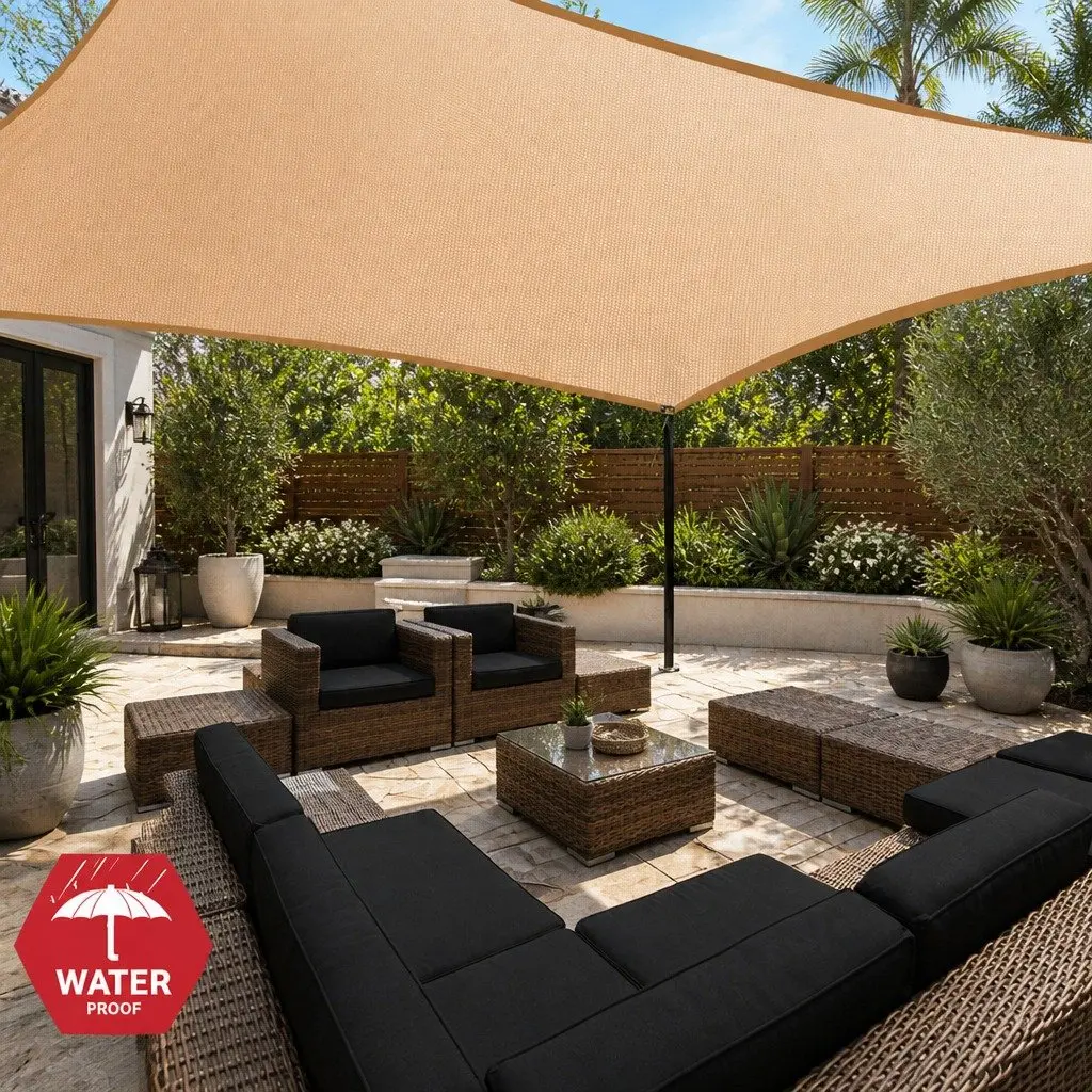 Waterproof Shade Sail 3x6m Rectangle Sand