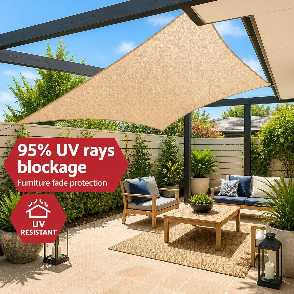 Waterproof Shade Sail 3x6m Rectangle Sand